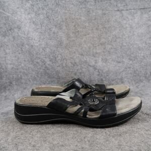 Bare Traps Shoes Womens 9.5 Sandal Fashion Slip On Casual Open Toe Leather Black